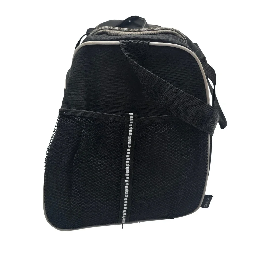 Powerade Black Canvas Athletic Duffel Gym Bag Reflective Trim Shoulder Strap - Picture 2 of 10